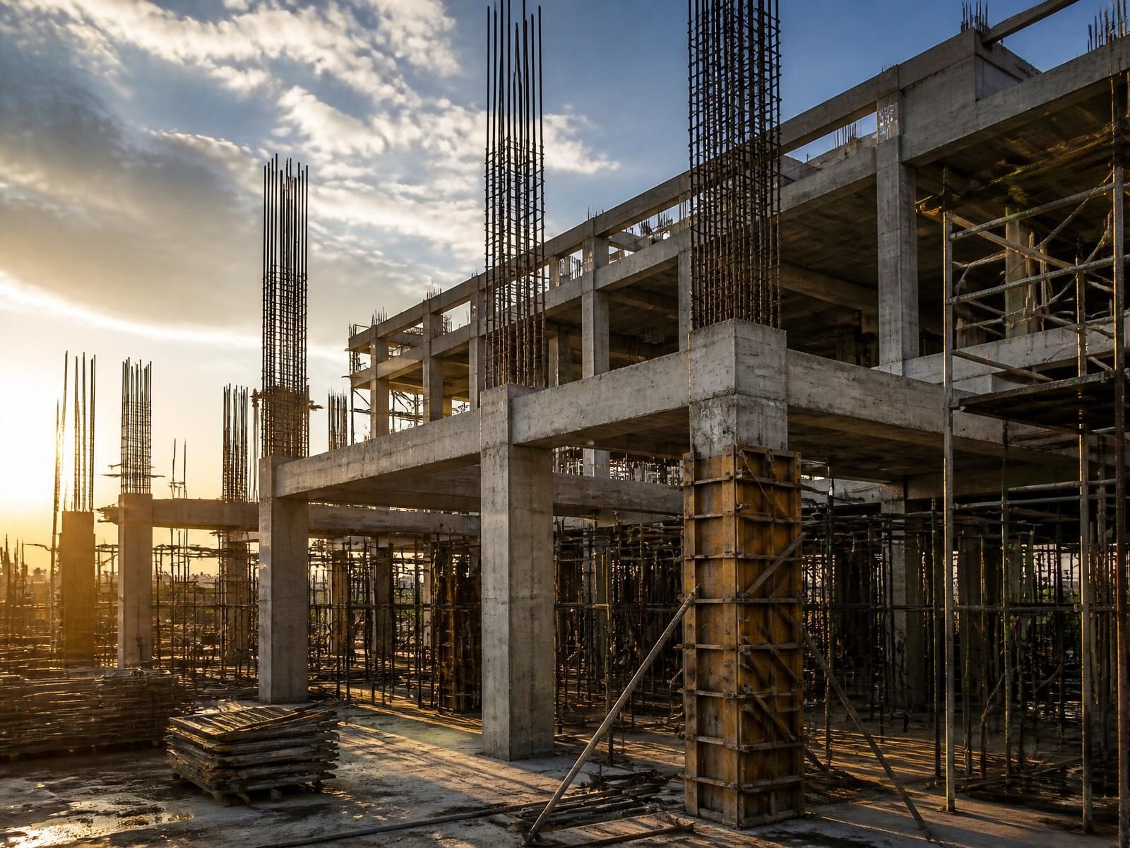 Estrutura de concreto em execução